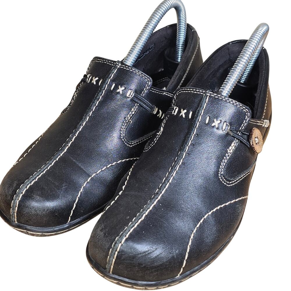 Clarks Un Loop Womens Leather Slip On Shoes Loafers Black Size 8 M